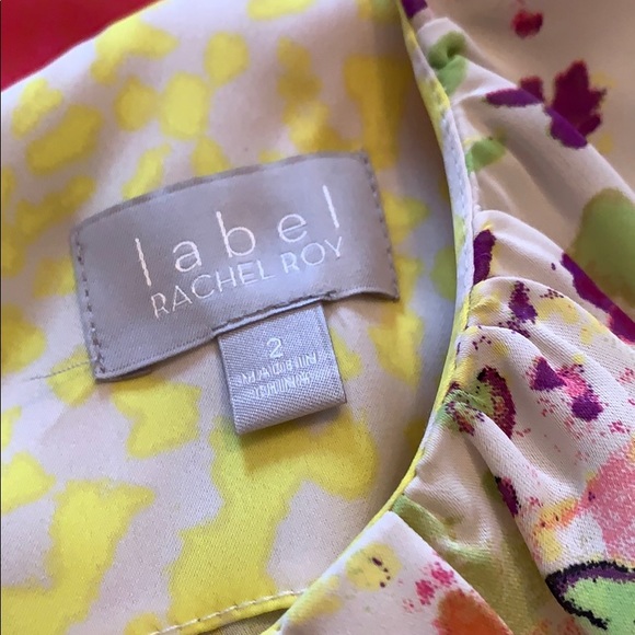 Rachel Roy flower dress yellow animal print size 2 - Picture 15 of 16